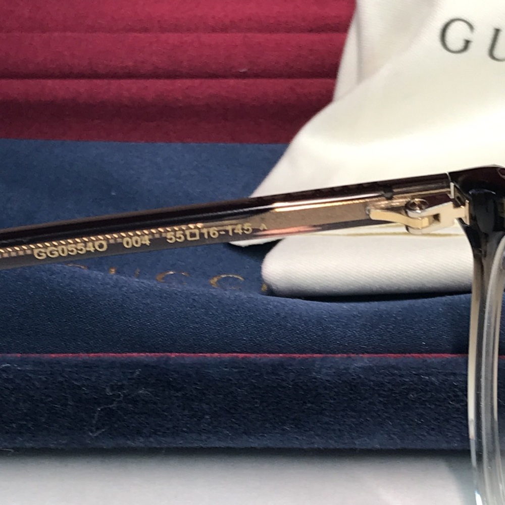 GUCCI EYEGLASSES FRAMES GG0554O 004 55-16-145 GREY / CRYSTAL MADE IN ITALY - Picture 8 of 9